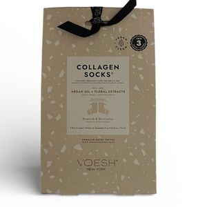 Voesh New York 3 Pair Collagen Argan Oil Moisturizing Foot Mask Socks~~NEW~~